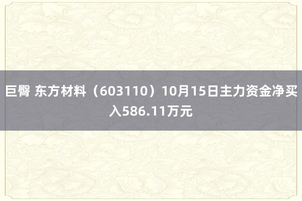 巨臀 东方材料(603110)10月15日主力资金净买入586.11万元