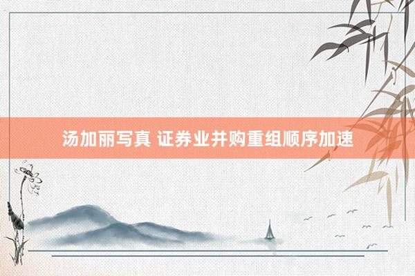 汤加丽写真 证券业并购重组顺序加速