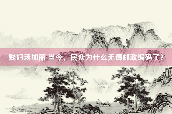 贱妇汤加丽 当今，民众为什么无谓邮政编码了？