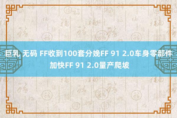 巨乳 无码 FF收到100套分娩FF 91 2.0车身零部件 加快FF 91 2.0量产爬坡