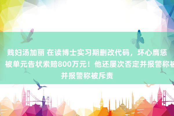 贱妇汤加丽 在读博士实习期删改代码，坏心膺惩模子，被单元告状索赔800万元！他还屡次否定并报警称被斥