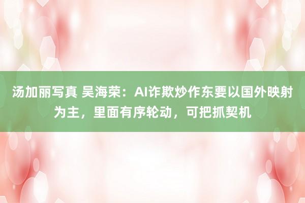 汤加丽写真 吴海荣：AI诈欺炒作东要以国外映射为主，里面有序轮动，可把抓契机
