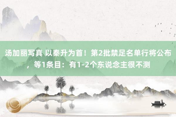 汤加丽写真 以秦升为首！第2批禁足名单行将公布，等1条目：有1-2个东说念主很不测