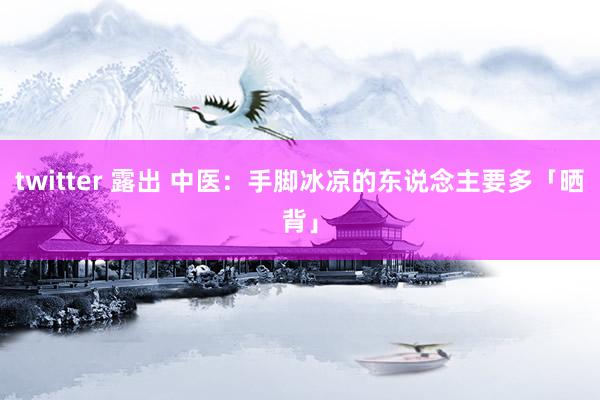 twitter 露出 中医：手脚冰凉的东说念主要多「晒背」