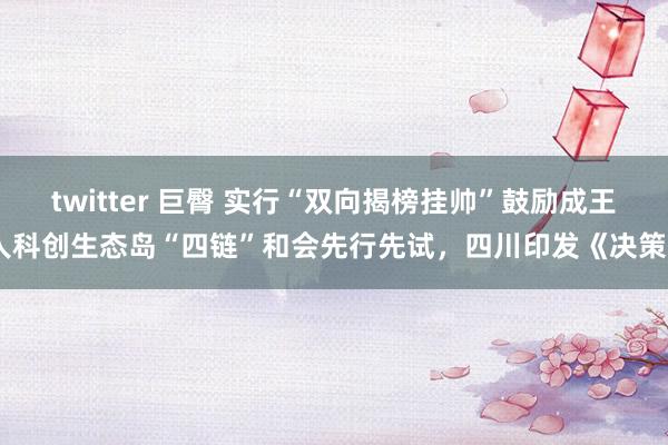 twitter 巨臀 实行“双向揭榜挂帅”鼓励成王人科创生态岛“四链”和会先行先试，四川印发《决策》