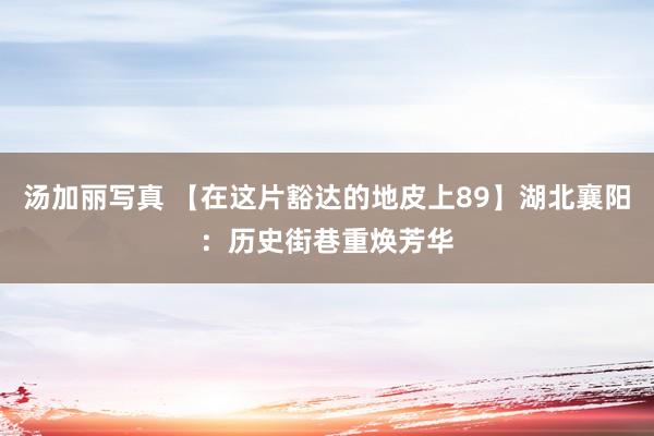 汤加丽写真 【在这片豁达的地皮上89】湖北襄阳：历史街巷重焕芳华