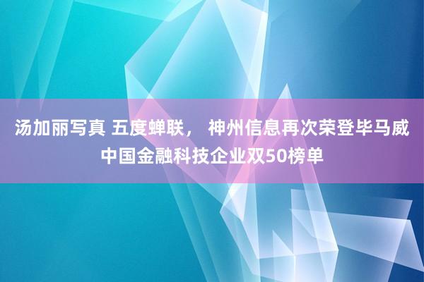 汤加丽写真 五度蝉联, 神州信息再次荣登毕马威中国金融科技企业双50榜单