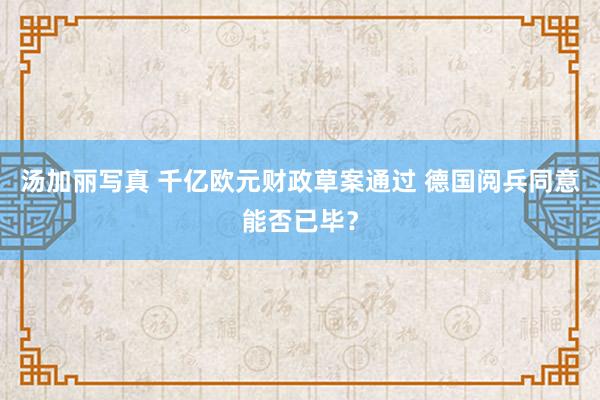 汤加丽写真 千亿欧元财政草案通过 德国阅兵同意能否已毕?
